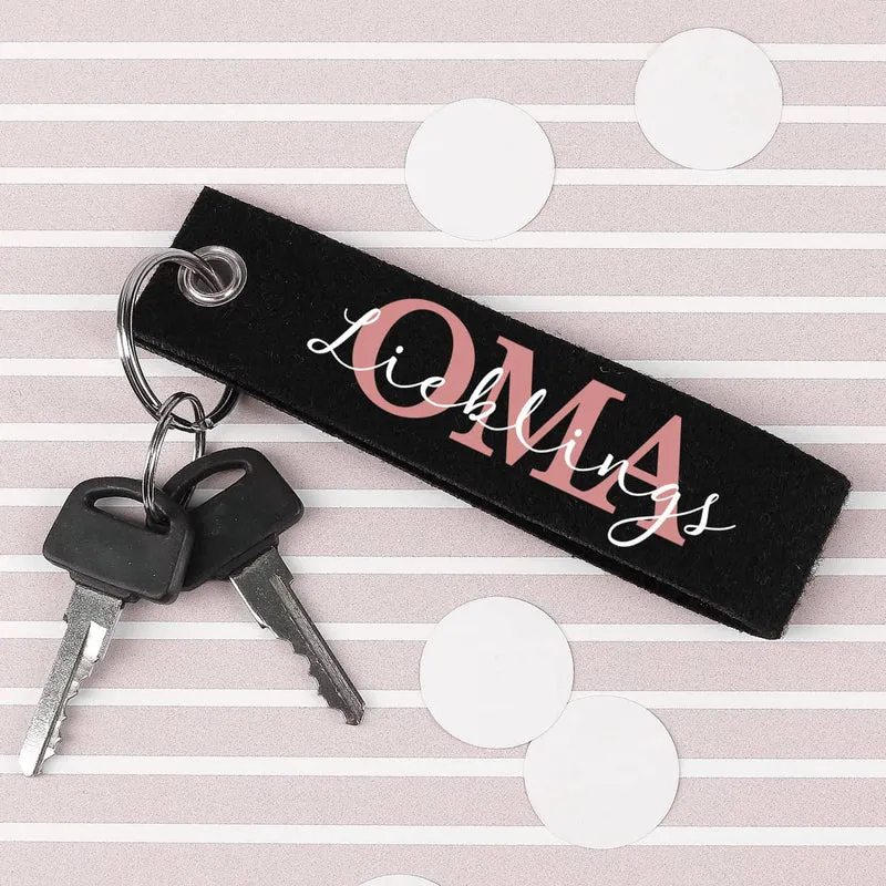 Filz Schlüsselanhänger OMA / OPA mit Ihrem Wunschtext