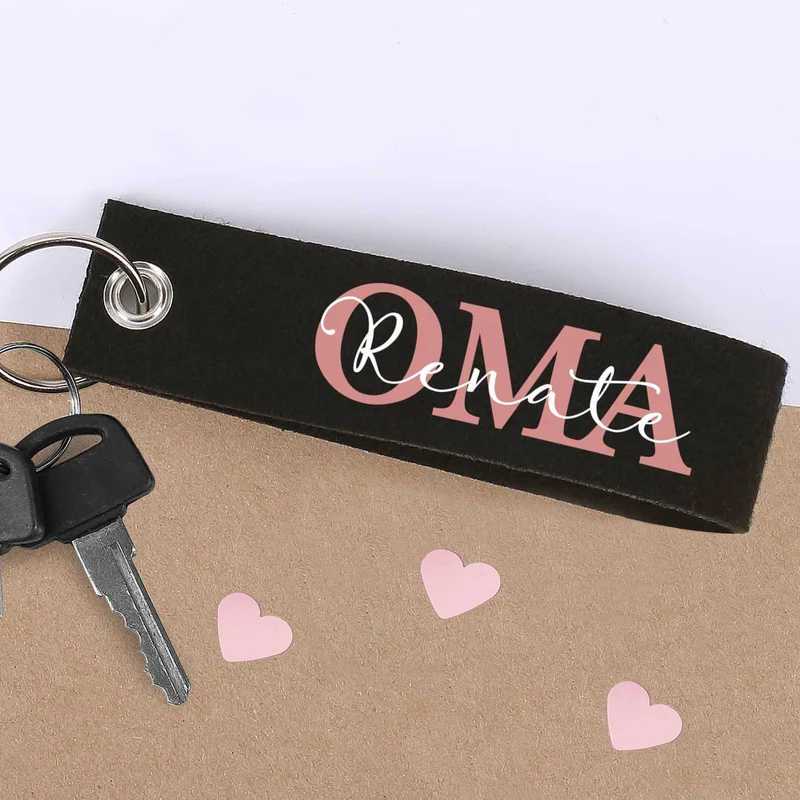 Filz Schlüsselanhänger OMA / OPA mit Ihrem Wunschtext