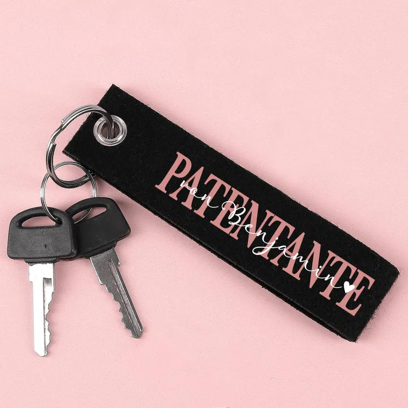 Filz Schlüsselanhänger Patentante / Patenonkel mit Ihrem Wunschtext