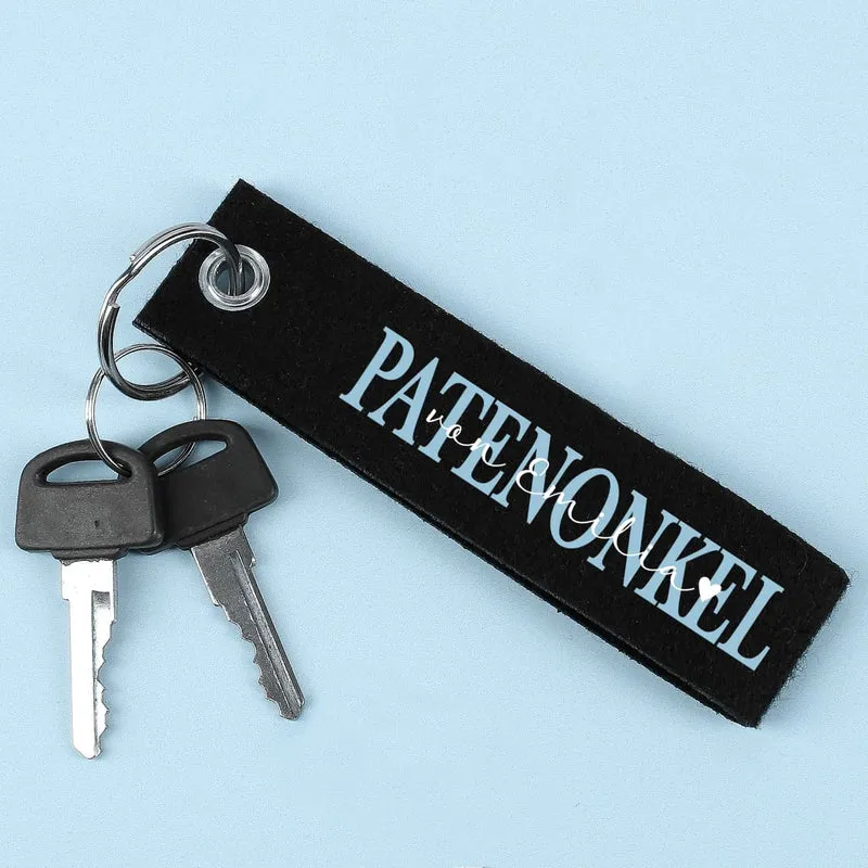 Filz Schlüsselanhänger Patentante / Patenonkel mit Ihrem Wunschtext
