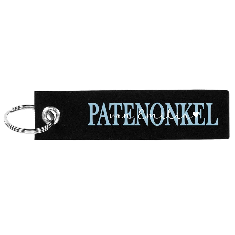 Filz Schlüsselanhänger Patentante / Patenonkel mit Ihrem Wunschtext