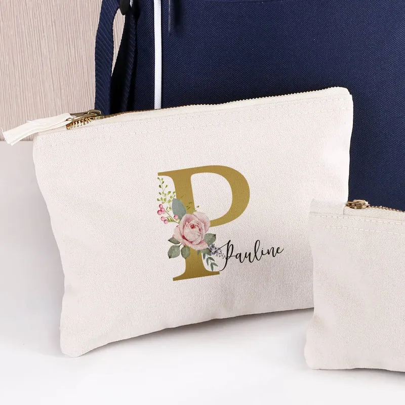 Beautycase mit Rosen-Monogramm und Name