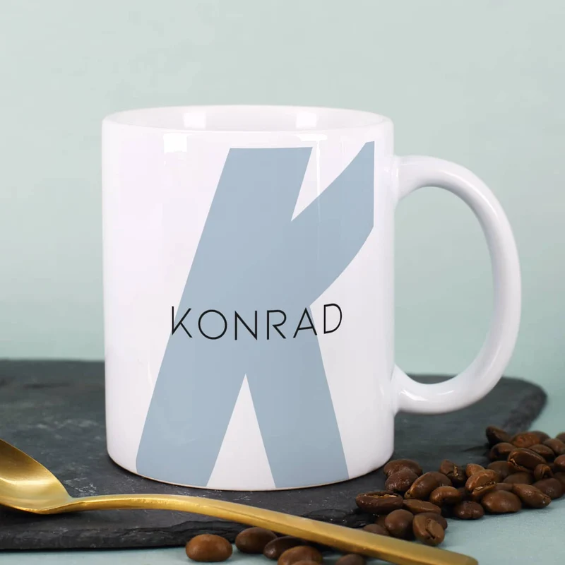 Moderne Keramiktasse - Monogramm - in verschiedenen Farben