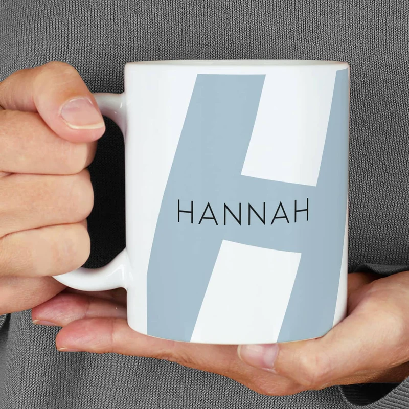 Moderne Keramiktasse - Monogramm - in verschiedenen Farben