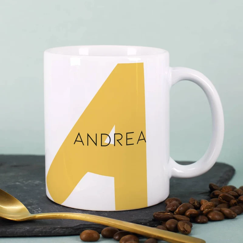 Moderne Keramiktasse - Monogramm - in verschiedenen Farben