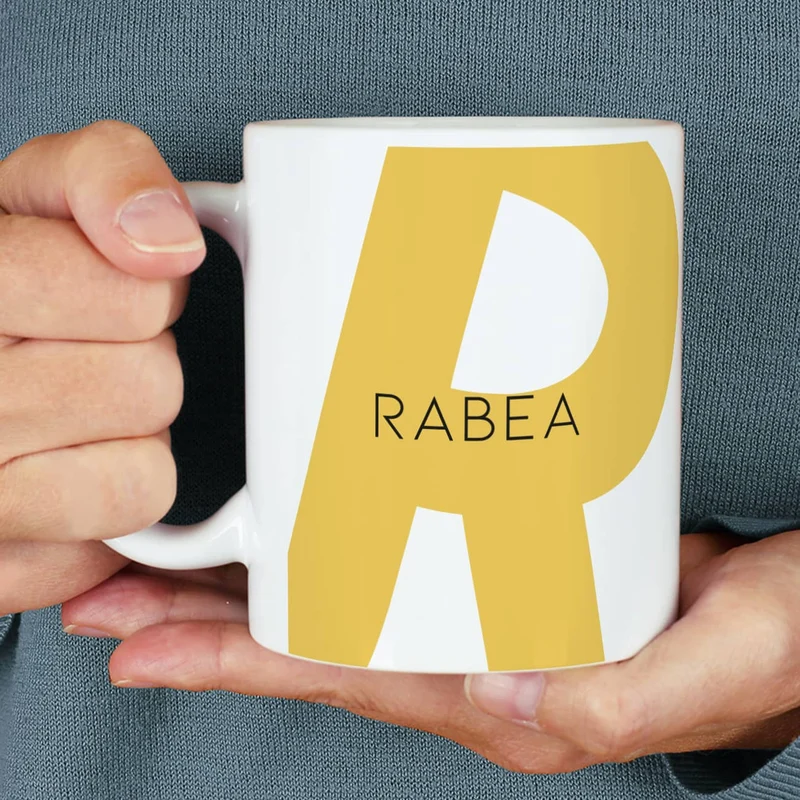 Moderne Keramiktasse - Monogramm - in verschiedenen Farben