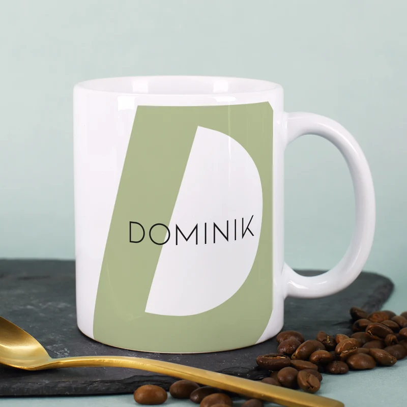 Moderne Keramiktasse - Monogramm - in verschiedenen Farben