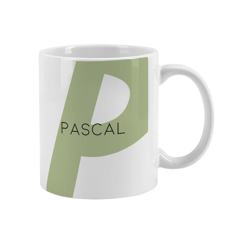 Moderne Keramiktasse - Monogramm - in verschiedenen Farben