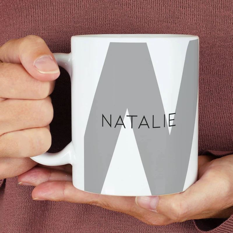 Moderne Keramiktasse - Monogramm - in verschiedenen Farben