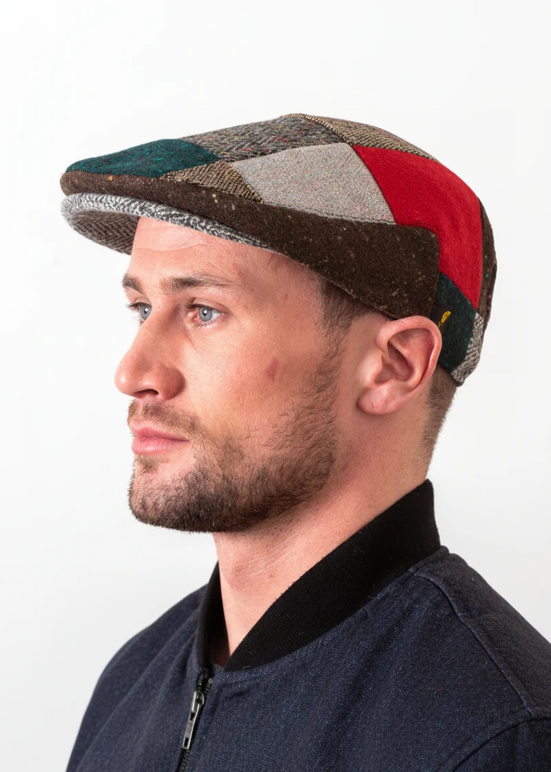 Donegal Tweed Flat Cap | Red Patch | Handcrafted Irish Heritage Cap