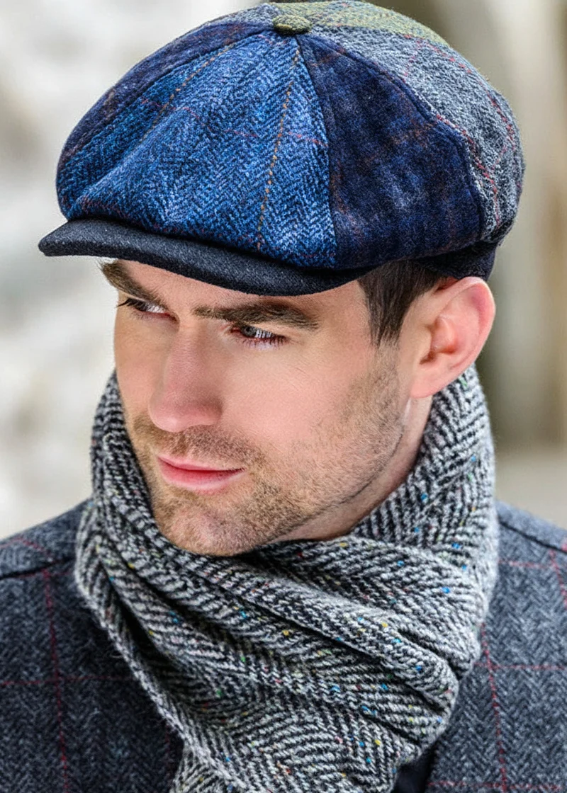 Mucros Patch Driving Cap - Premium Wool 8-Panel Flat Cap