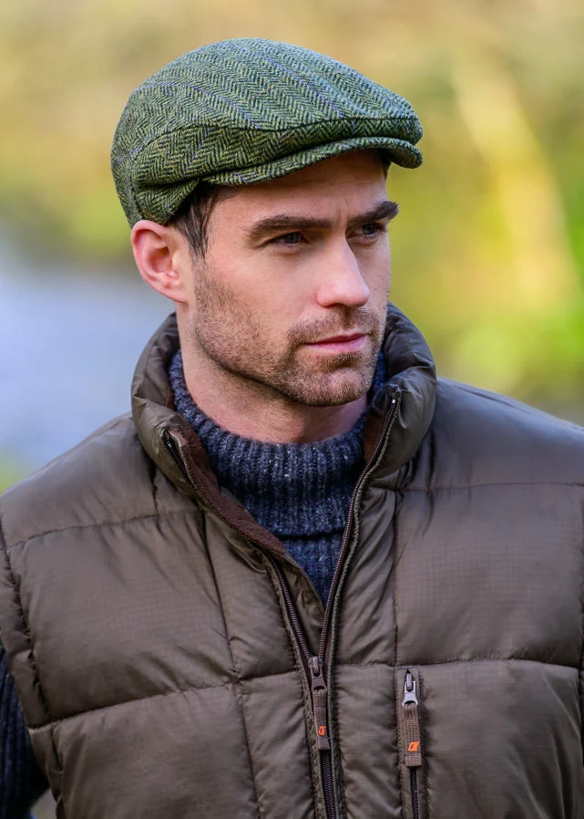 Mucros Trinity Cap | Premium Handwoven Wool Flat Cap | Green