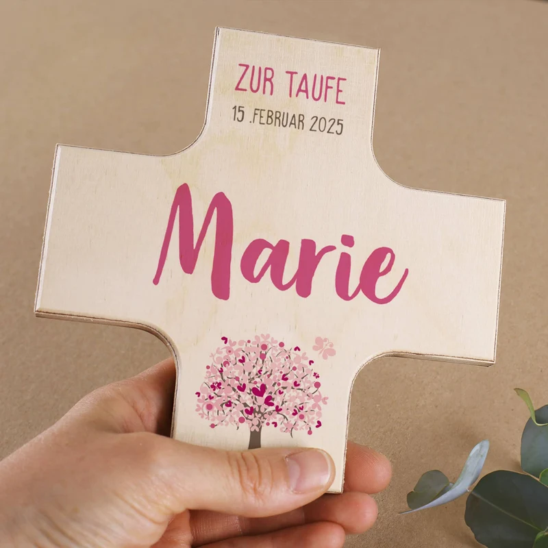 Holzkreuze - Lebensbaum in drei verschiedenen Farben