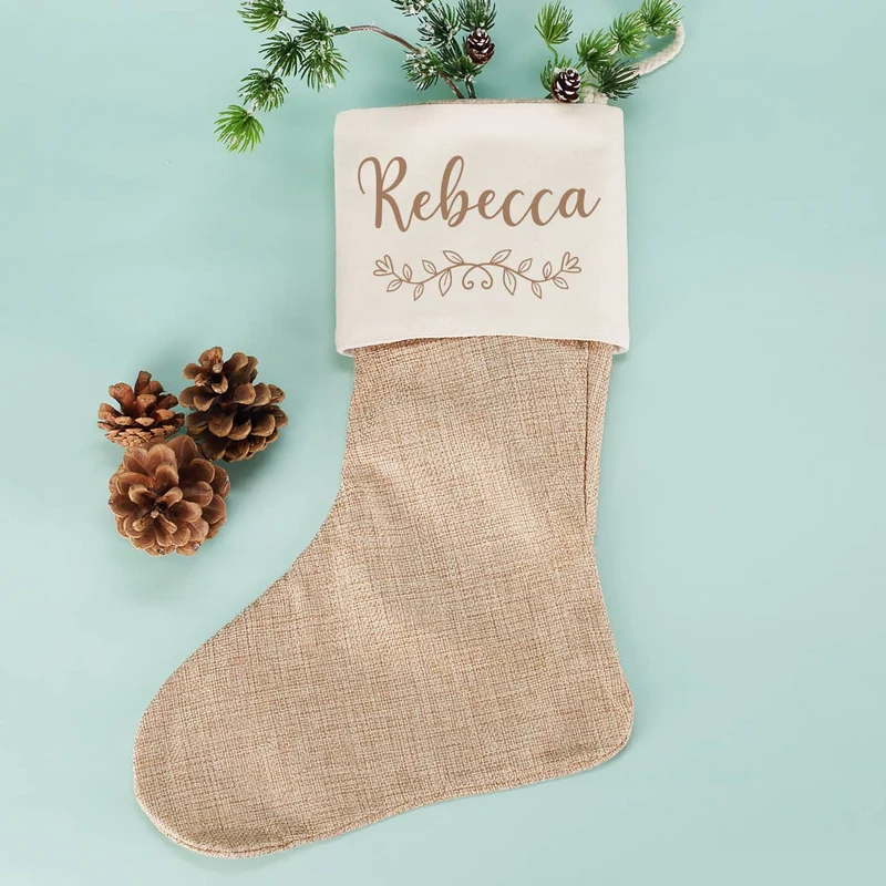 Weihnachtssocke mit Name und Ornament bedruckt
