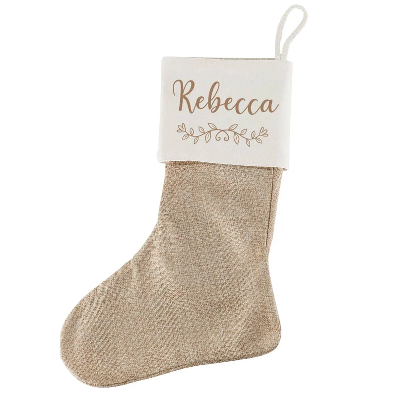 Weihnachtssocke mit Name und Ornament bedruckt