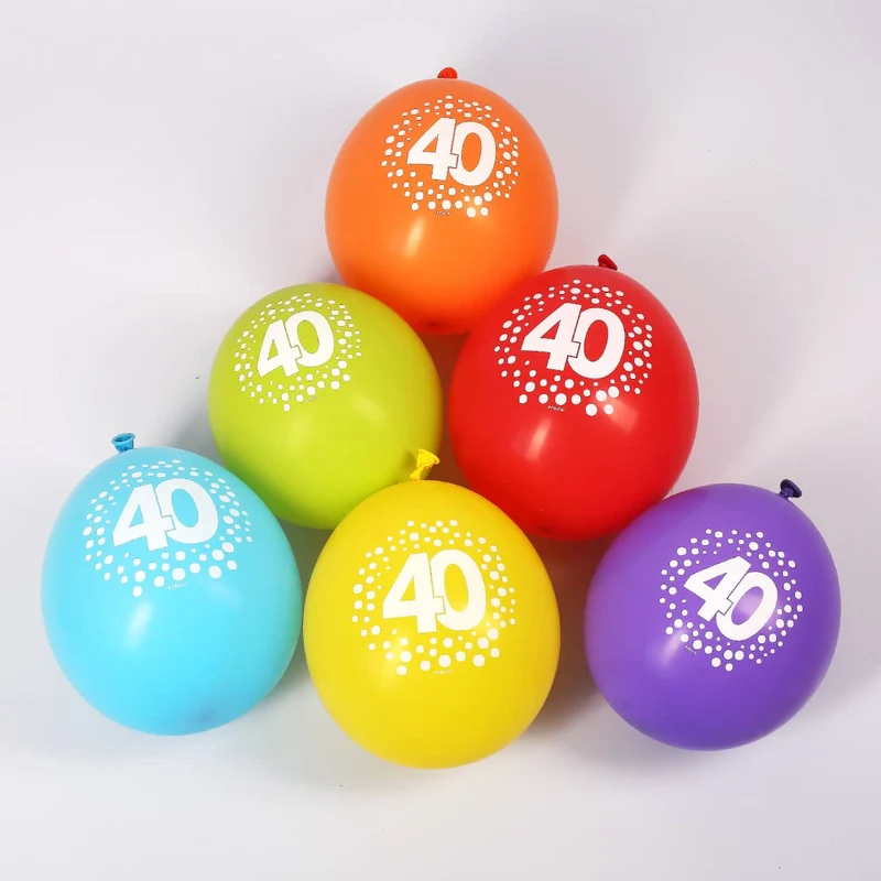 8 Luftballons zum 40. Geburtstag mit Punkten - bunt gemischt