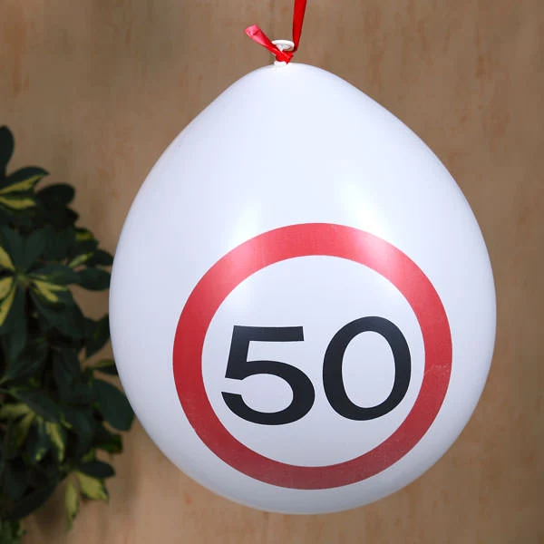 8 Luftballons Verkehrsschild 50