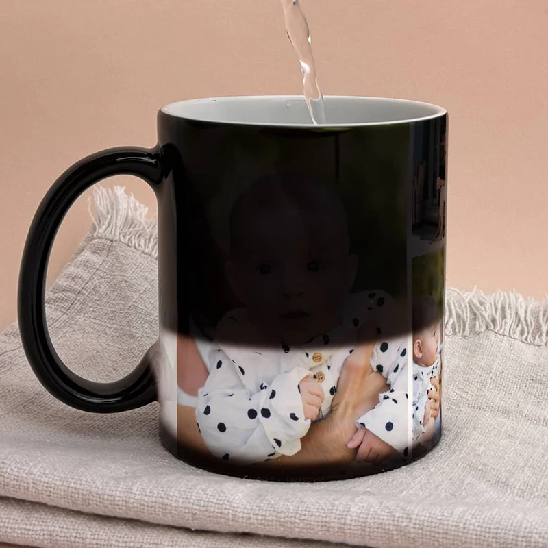 Magic Tasse mit 4 Fotos und Wunschtext