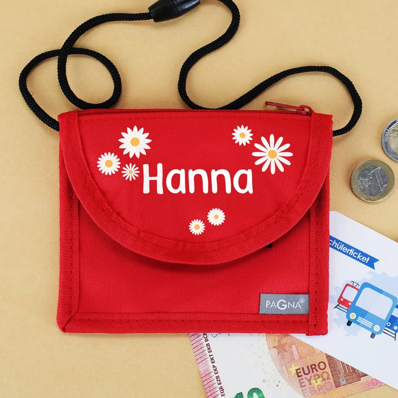 Brustbeutel - Blümchenmotiv - mit Namensaufdruck in verschiedenen Farben