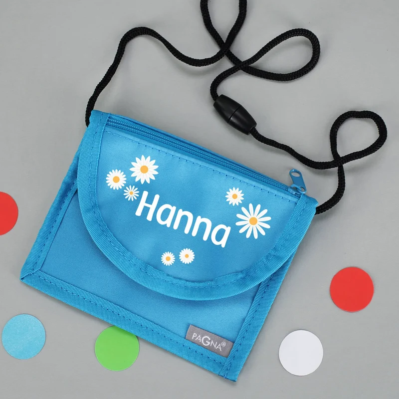 Brustbeutel - Blümchenmotiv - mit Namensaufdruck in verschiedenen Farben