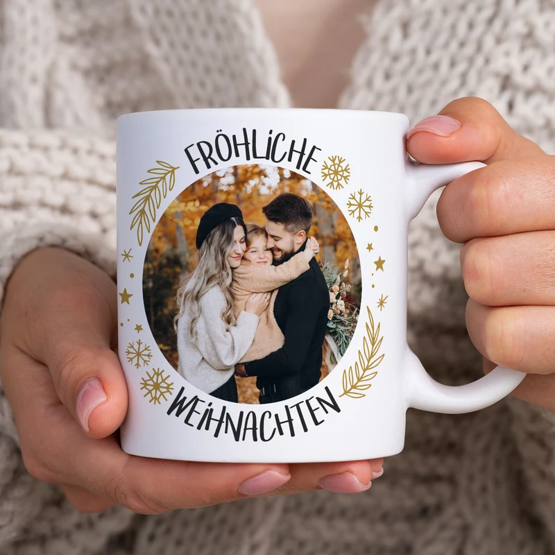 Fröhliche Weihnachten - Fototasse mit Ihrem Lieblingsbild