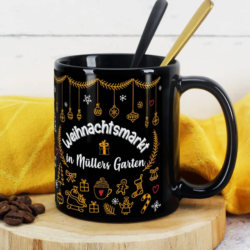 Weihnachtsmarkt-Tasse mit Ihrem Wunschtext