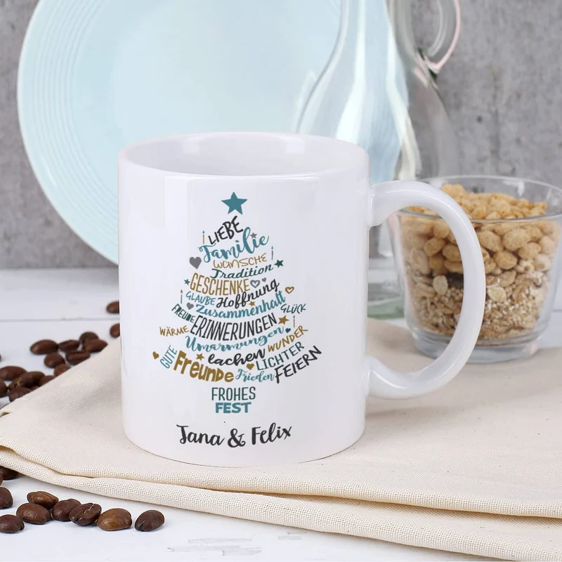 Weihnachtstasse mit Wunschtext