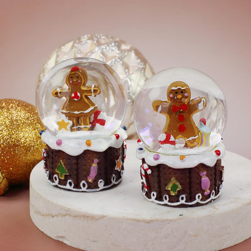 Schneekugel Lebkuchen-Mädchen und Junge