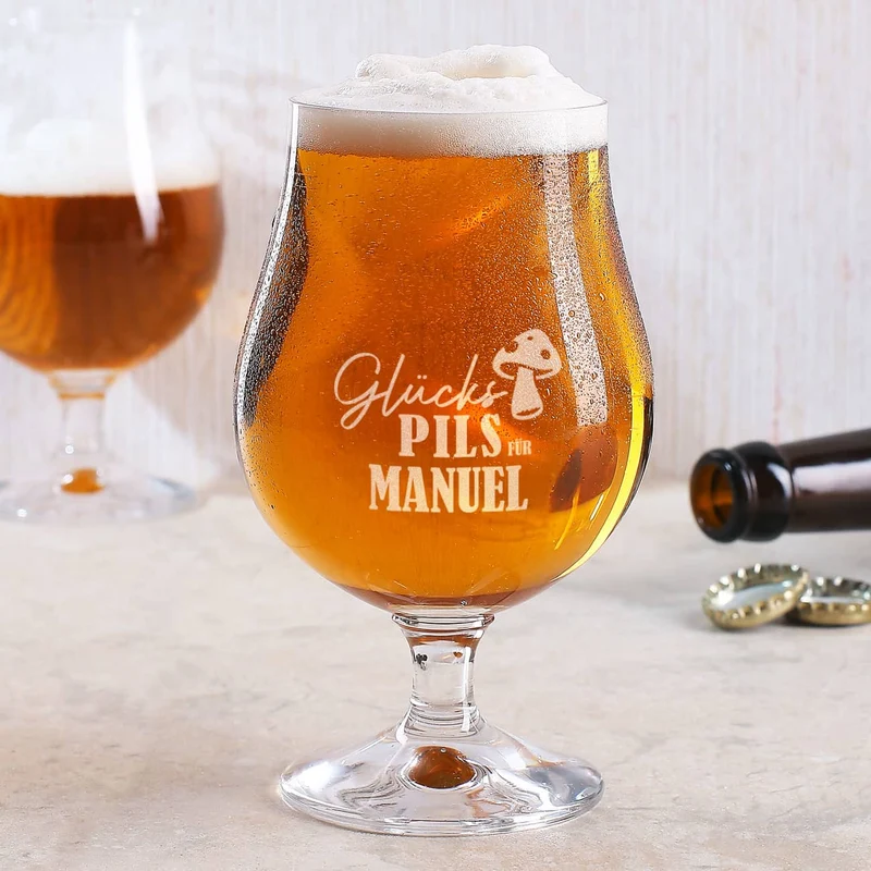 Bierglas - Glückspils - mit Namensgravur