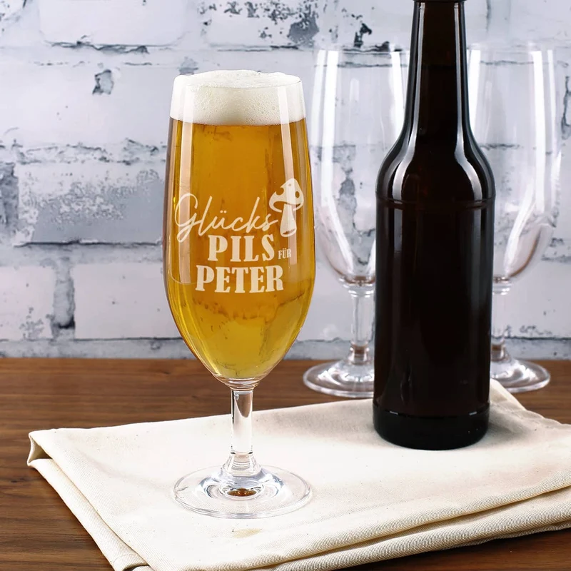 Bierglas - Glückspils - mit Namensgravur