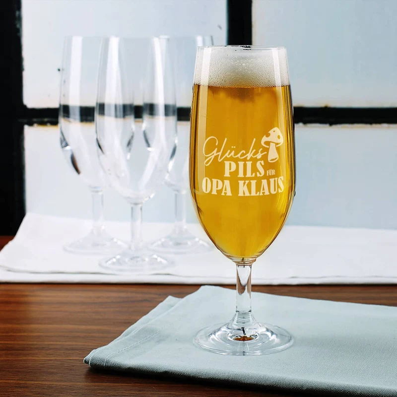 Bierglas - Glückspils - mit Namensgravur