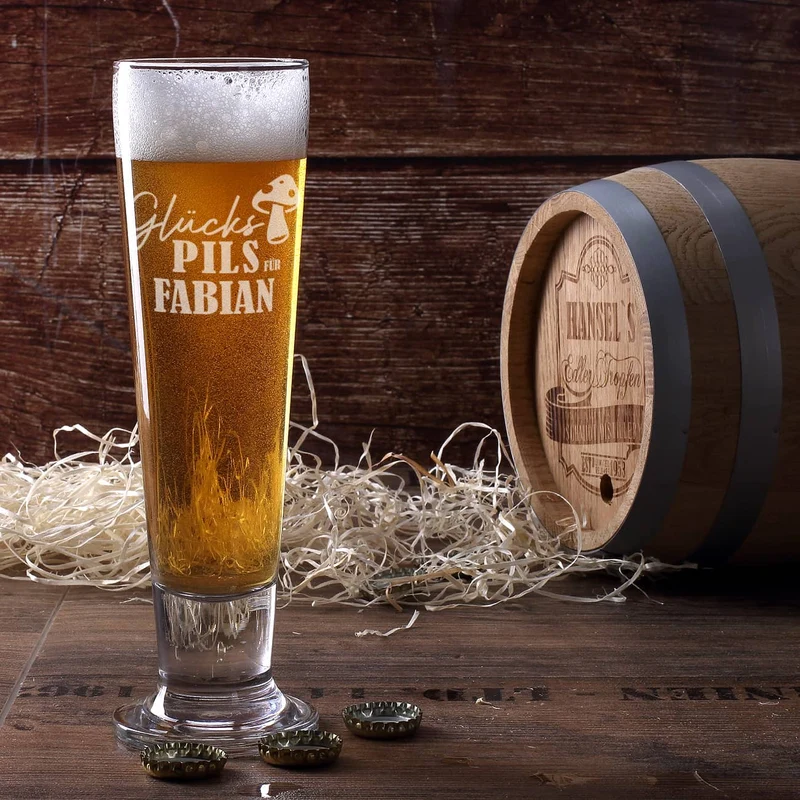 Bierglas - Glückspils - mit Namensgravur