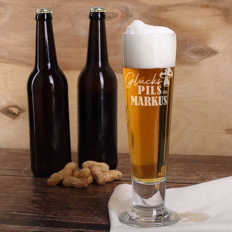 Bierglas - Glückspils - mit Namensgravur