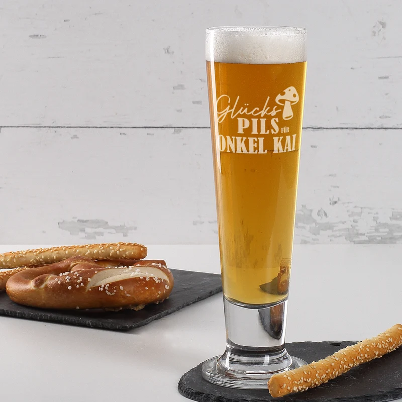 Bierglas - Glückspils - mit Namensgravur