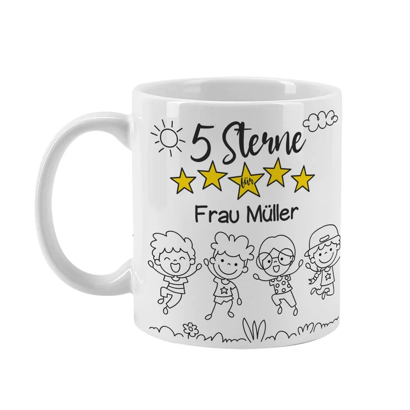5 Sterne Tasse als Abschiedsgeschenk für Lehrer oder Erzieher