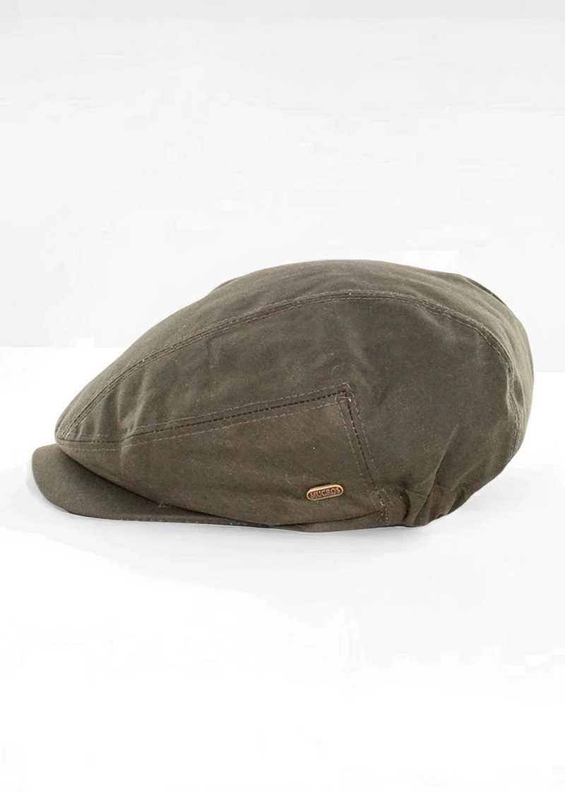 Mucros Wax Kerry Cap | Olive Green Traditional Flat Cap
