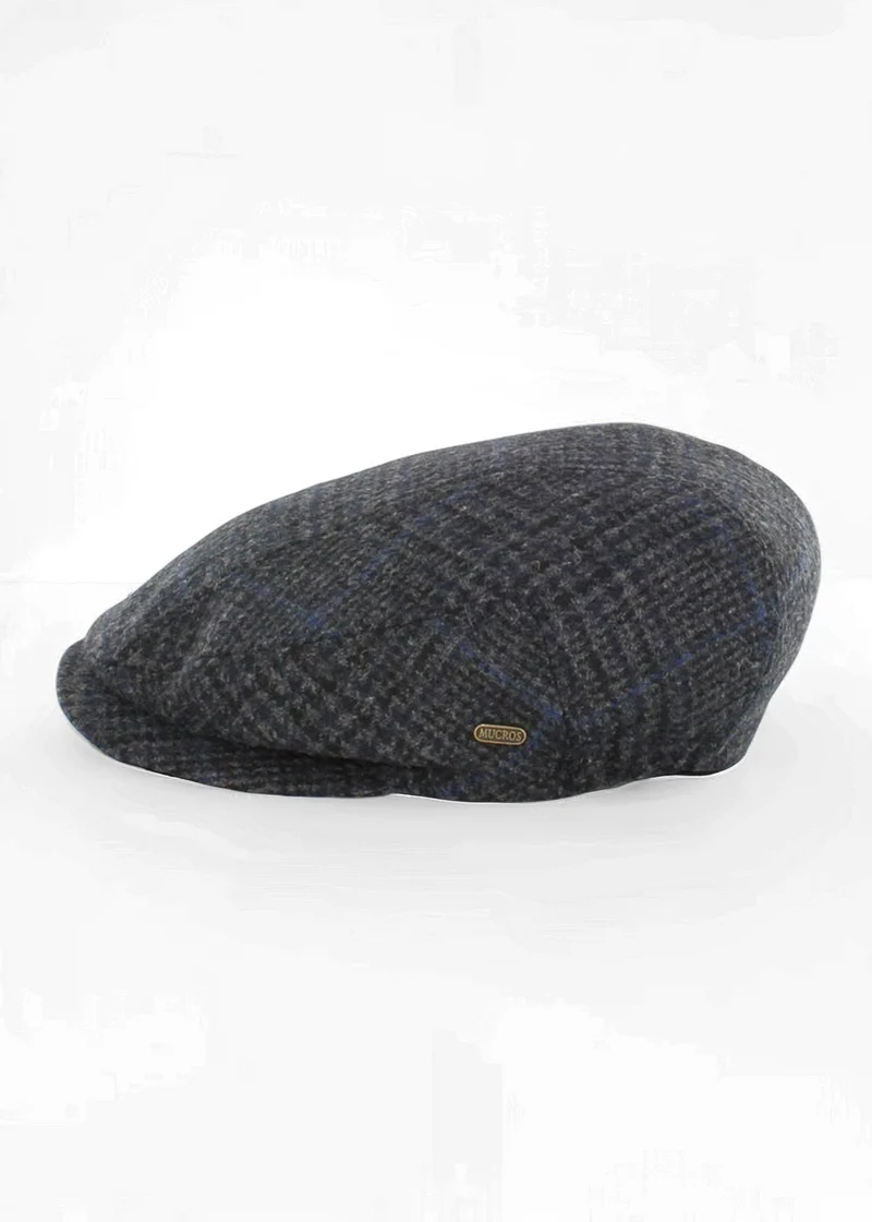 Mucros Kerry Cap | Premium Wool Flat Cap | Charcoal Blue