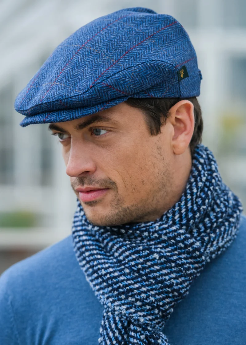 Mucros Trinity Cap | Premium Handwoven Wool Flat Cap | Blue