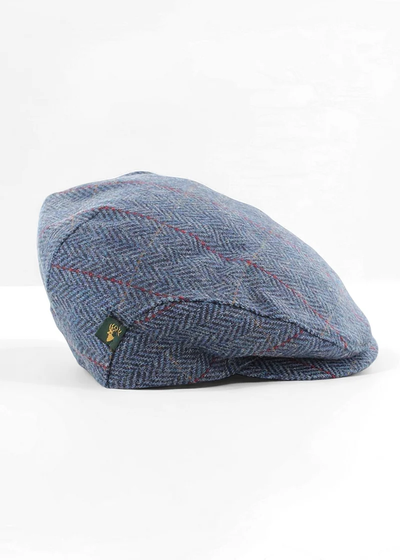 Mucros Trinity Cap | Premium Handwoven Wool Flat Cap | Blue
