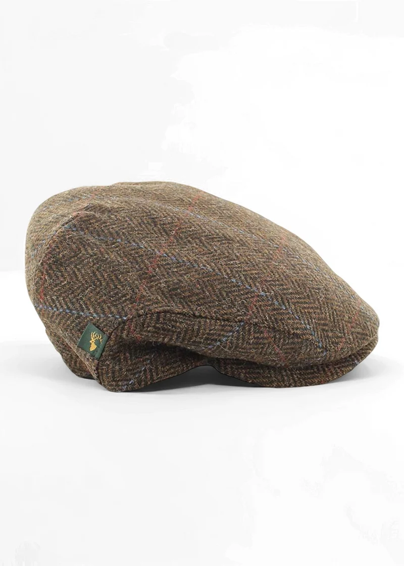 Mucros Trinity Cap | Premium Herringbone Wool Flat Cap