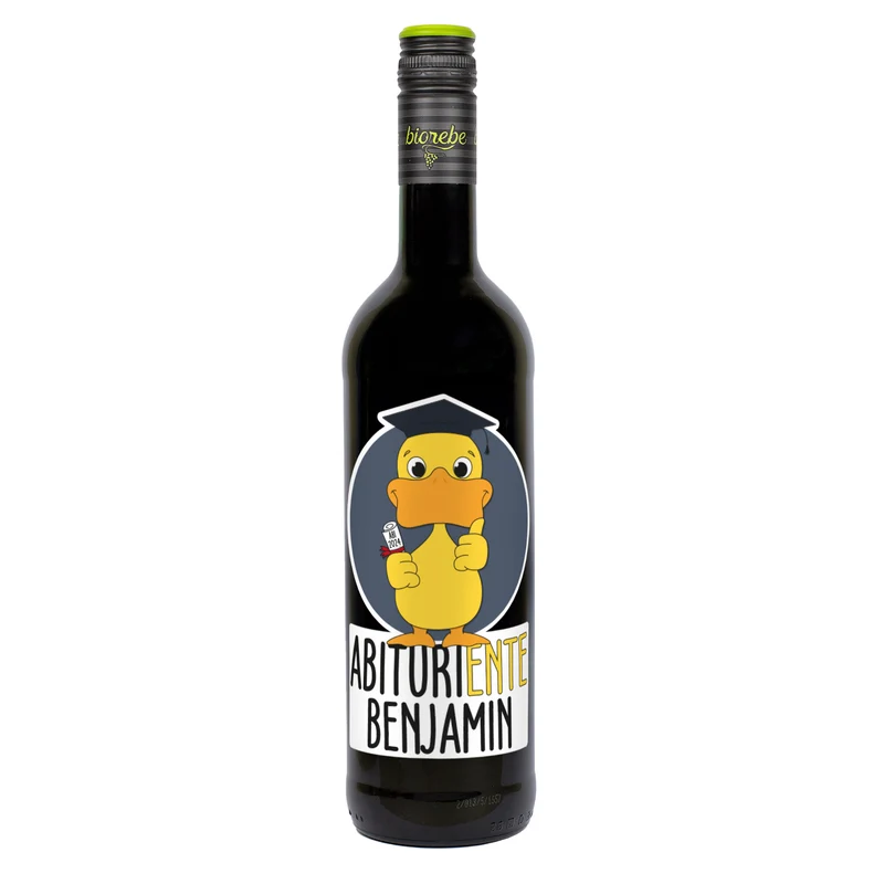 Biorebe Wein - AbituriENTE mit Entenmotiv, Name und Abschlussjahr | Geschenk zum Abitur