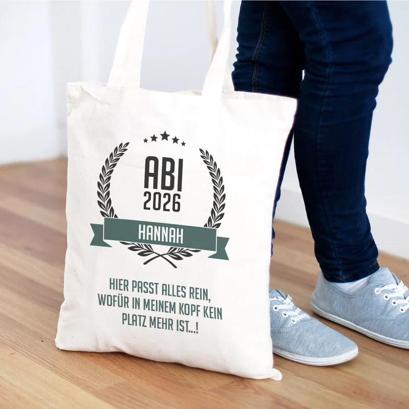 Beutel zum Abitur mit persönlichem Aufdruck | Abi-Beutel aus Baumwolle