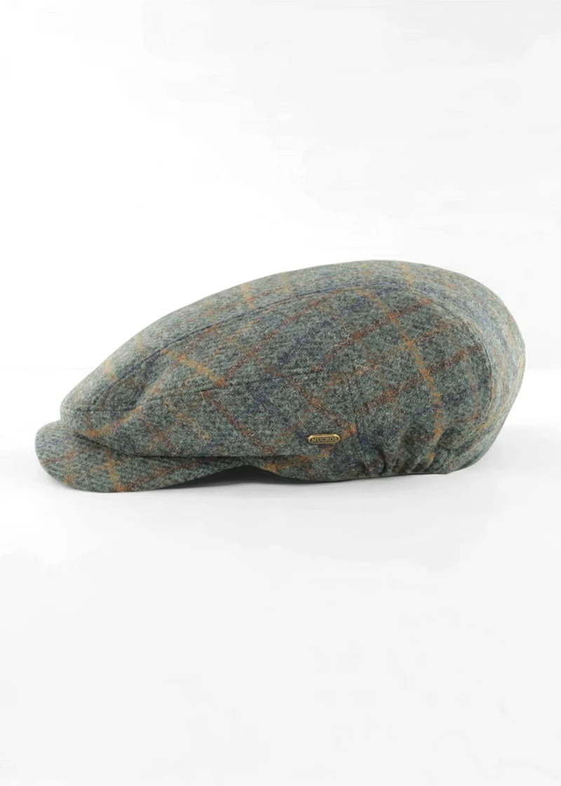 Mucros Kerry Cap | Premium Wool Flat Cap in Green Plaid