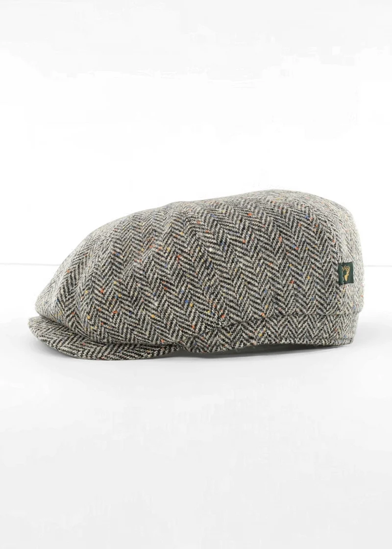 Mucros Grey 8-Piece Wool Driving Cap - Peaky Blinders Style