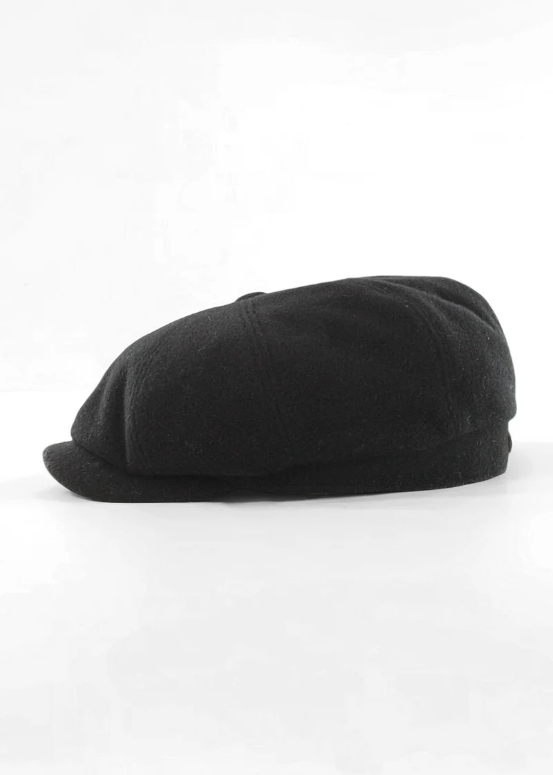 Mucros Premium Wool Driving Cap | Classic 8-Piece Black Flat Cap