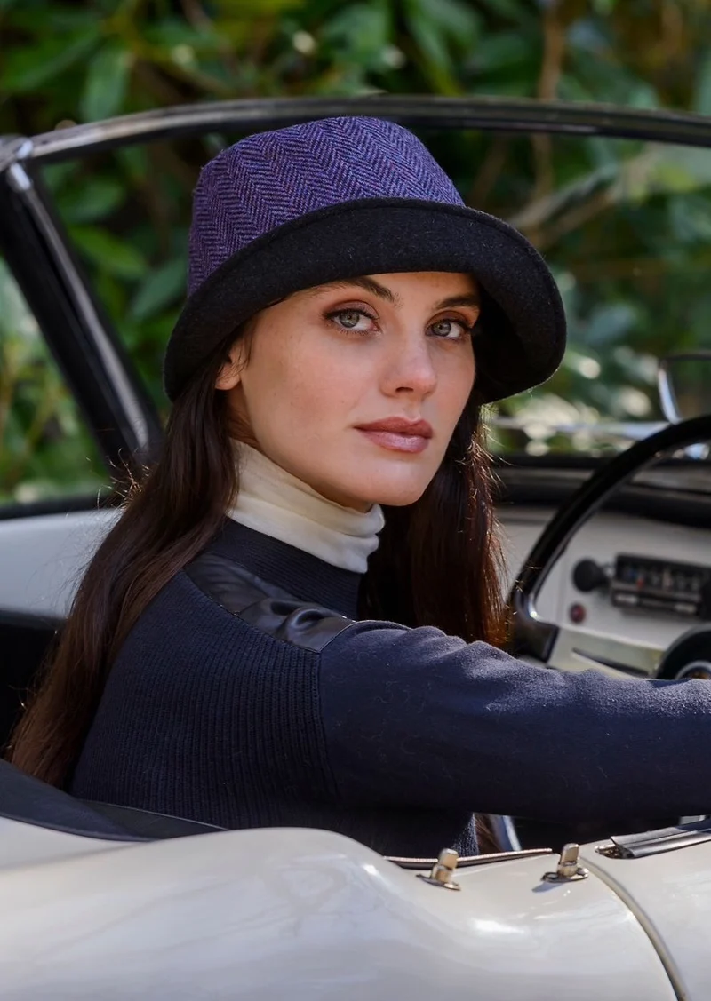 Mucros Clodagh Hat | Purple Herringbone