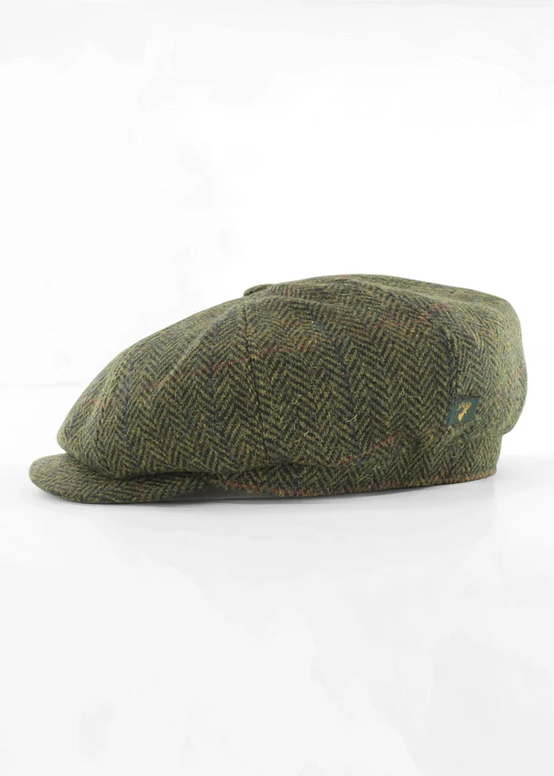 Mucros Premium Wool Driving Cap | Classic 8-Piece Design | Green