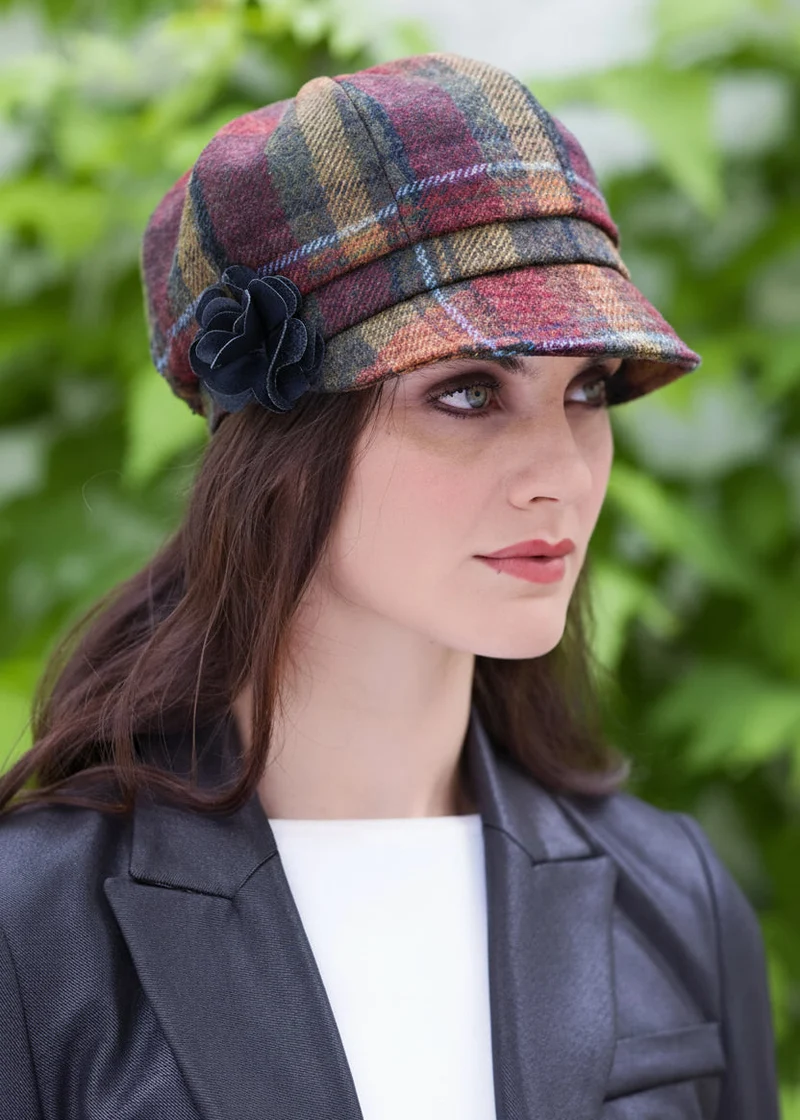 Mucros Newsboy Cap | Rust Check Tweed