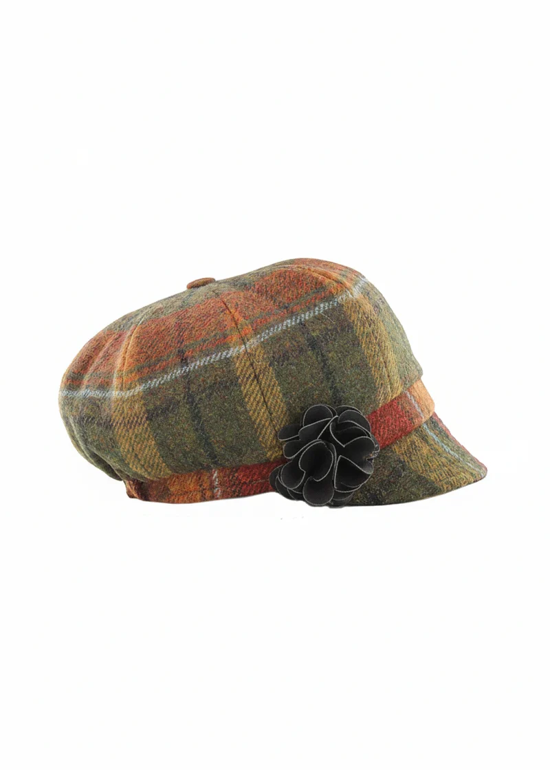 Mucros Newsboy Cap | Rust Check Tweed