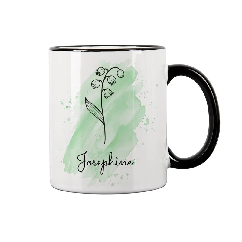 Geburtsblumen-Tasse mit Name persönlich bedruckt